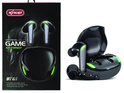 Fone de Ouvido Bluetooth Gamer Knup KP-TWS07 - Preto